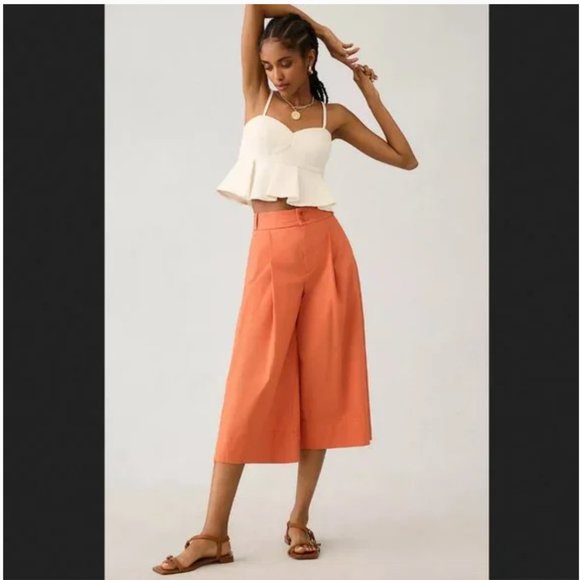 Anthropologie Pants - NWT Anthropologie | Burnt Orange Cropped Wide-Leg High Rise Trousers, 12